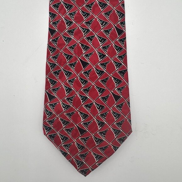 Schreter Other - Fish Tales by Schreter Swordfish 100% Silk Tie Hand Finished Red Black Fishing